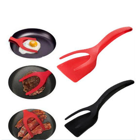 Espátula de panqueca plástica antiaderente, Braçadeira de churrasco, Egg Turner Cooking Tong, Ferramentas de cozinha, Pão francês, Pizza, Churrasco, Acessórios 2 em 1